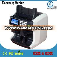 Two Pocket Currency Sorter Banknote Counter Mixed Value Counting Machine